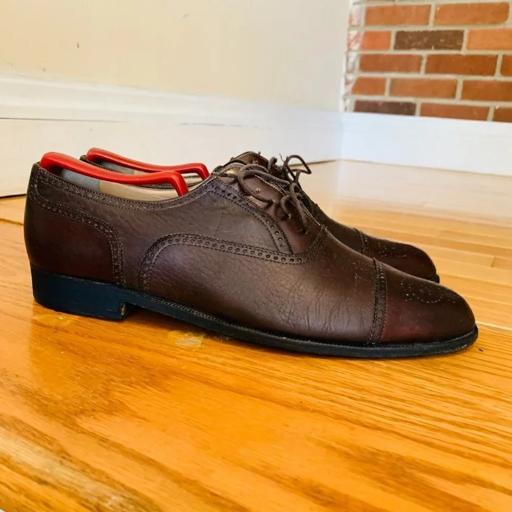 M By Bruno Magli Leather Cap Toe Oxford Men's Shoes Made In Italy